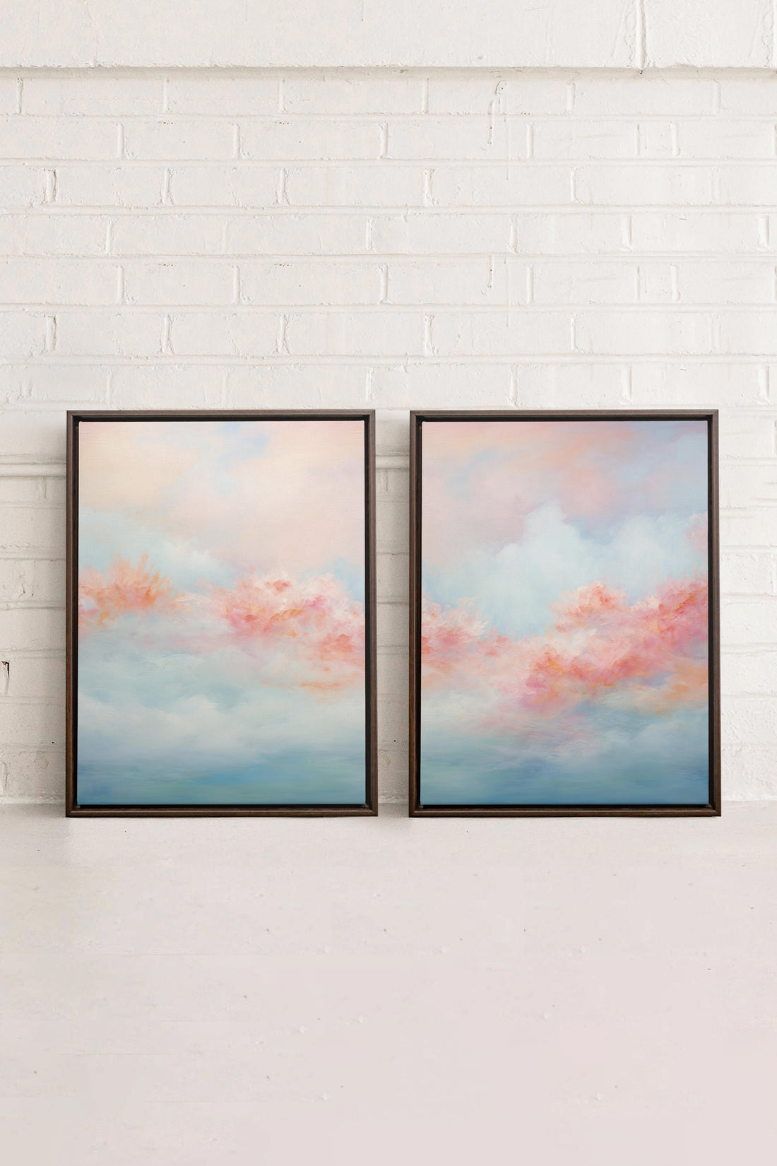 MYSTIC SUNSET DUO, 2 Oeuvres sur toile étirée, encadré Brun Noyer