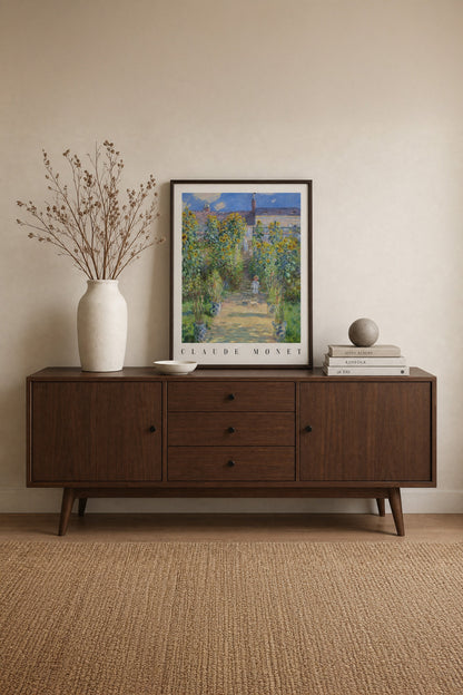 GARDEN LIGHT, Oeuvre sur toile étirée, encadré Brun Noyer