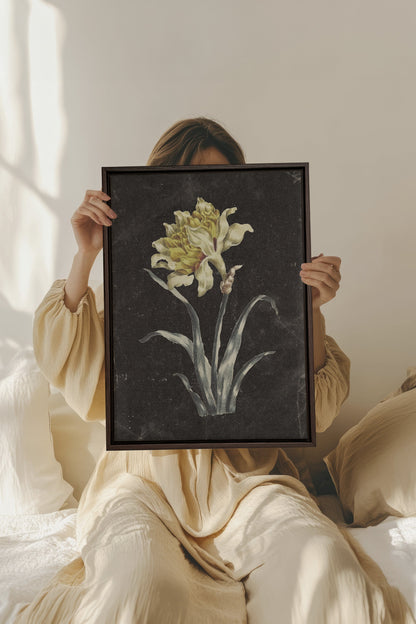 PRECIOUS FLORA, Work on stretched canvas, framed Walnut Brown