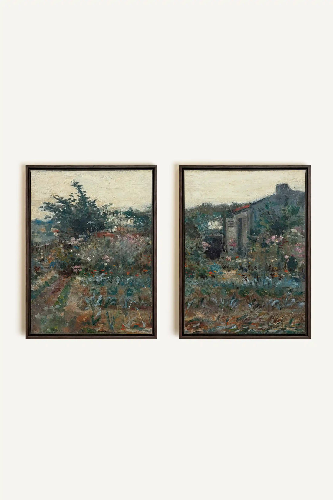 TIMELESS GARDEN DUO, 2 Oeuvres sur toile étirée, encadré Brun Noyer