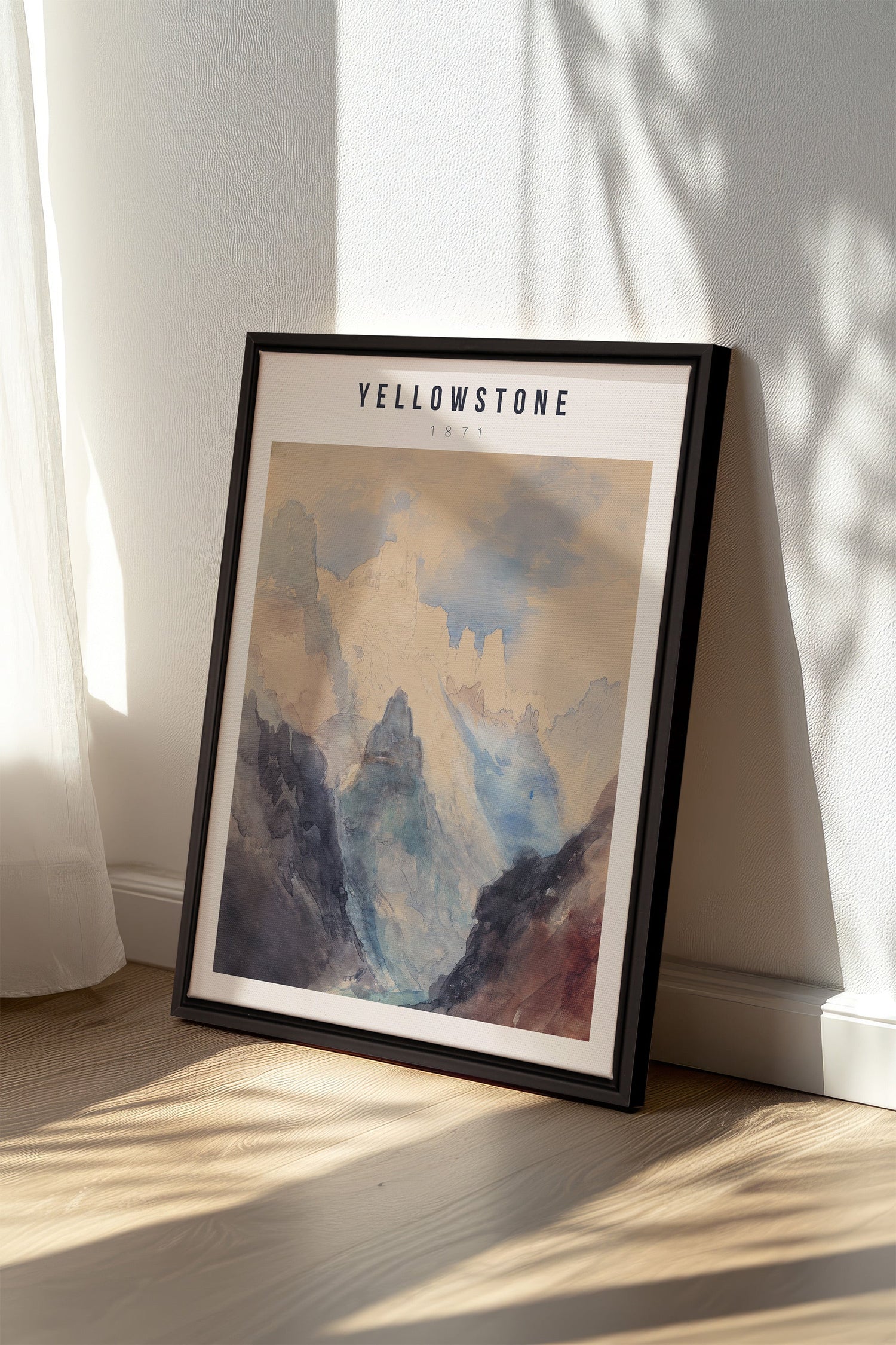YELLOWSTONE, Oeuvre sur toile étirée, encadré Noir