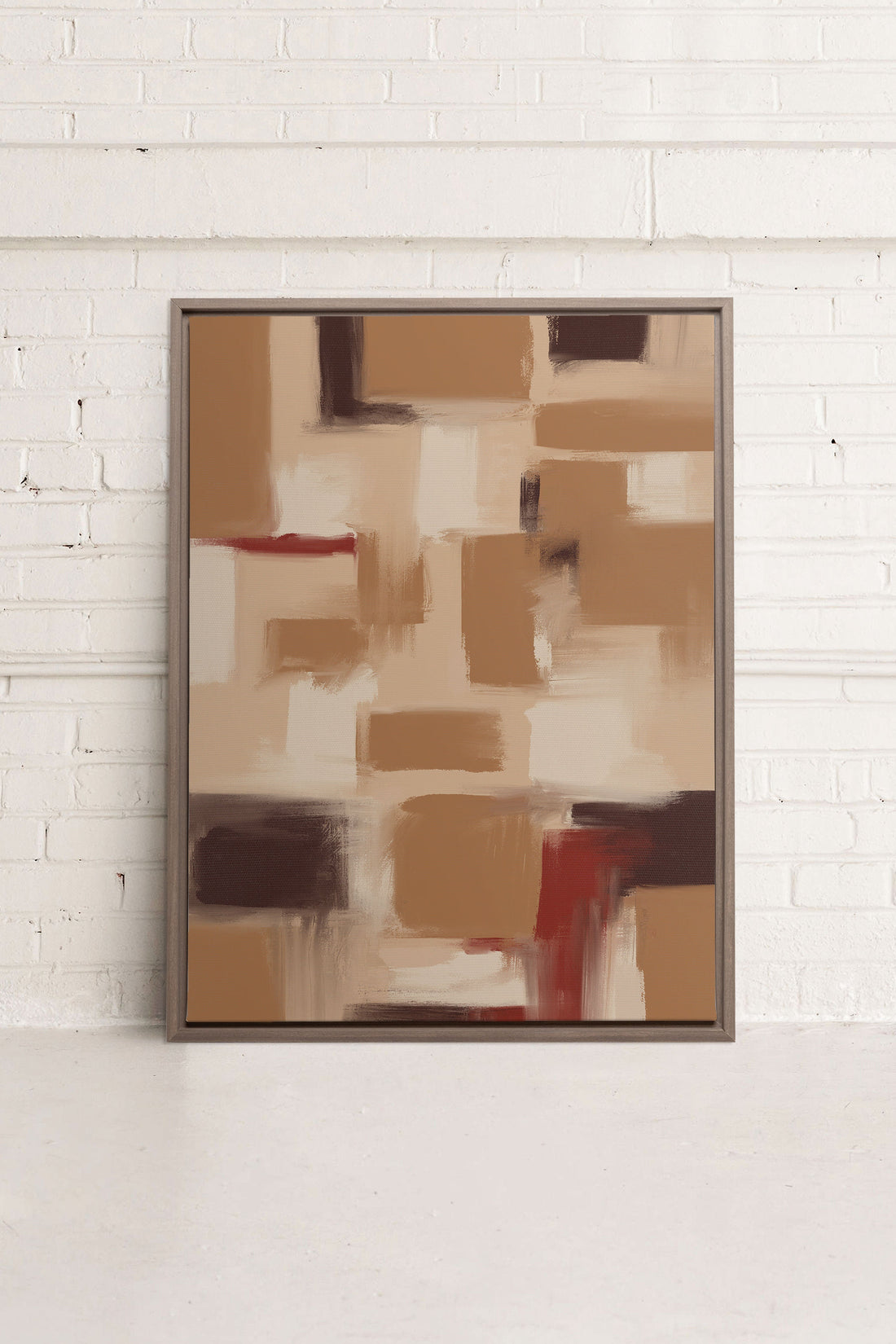 OLEKA CANVAS - TRAITS, Oeuvre sur toile étirée, encadré Brun Chêne