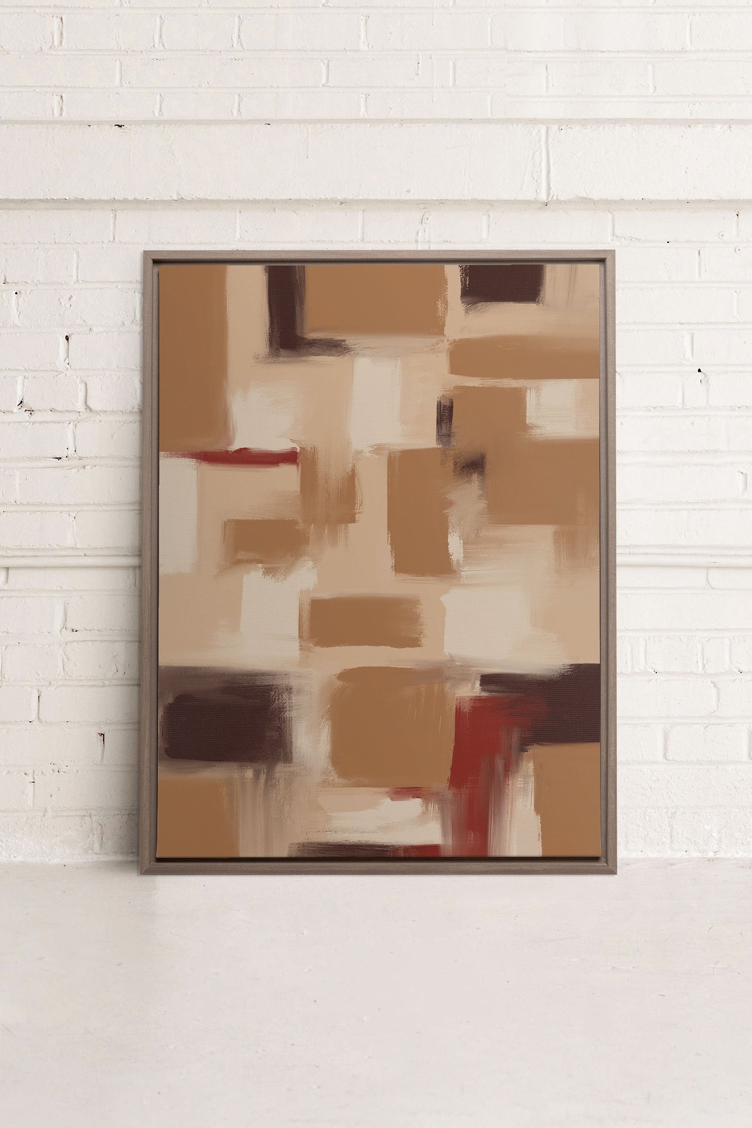 OLEKA CANVAS - TRAITS, Oeuvre sur toile étirée, encadré Brun Chêne