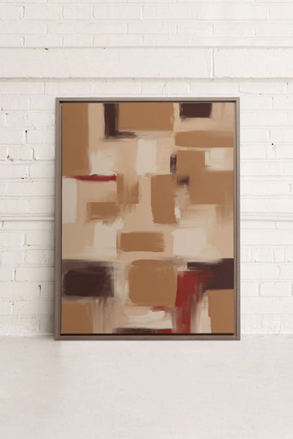 OLEKA CANVAS - TRAITS, Oeuvre sur toile étirée, encadré Brun Chêne
