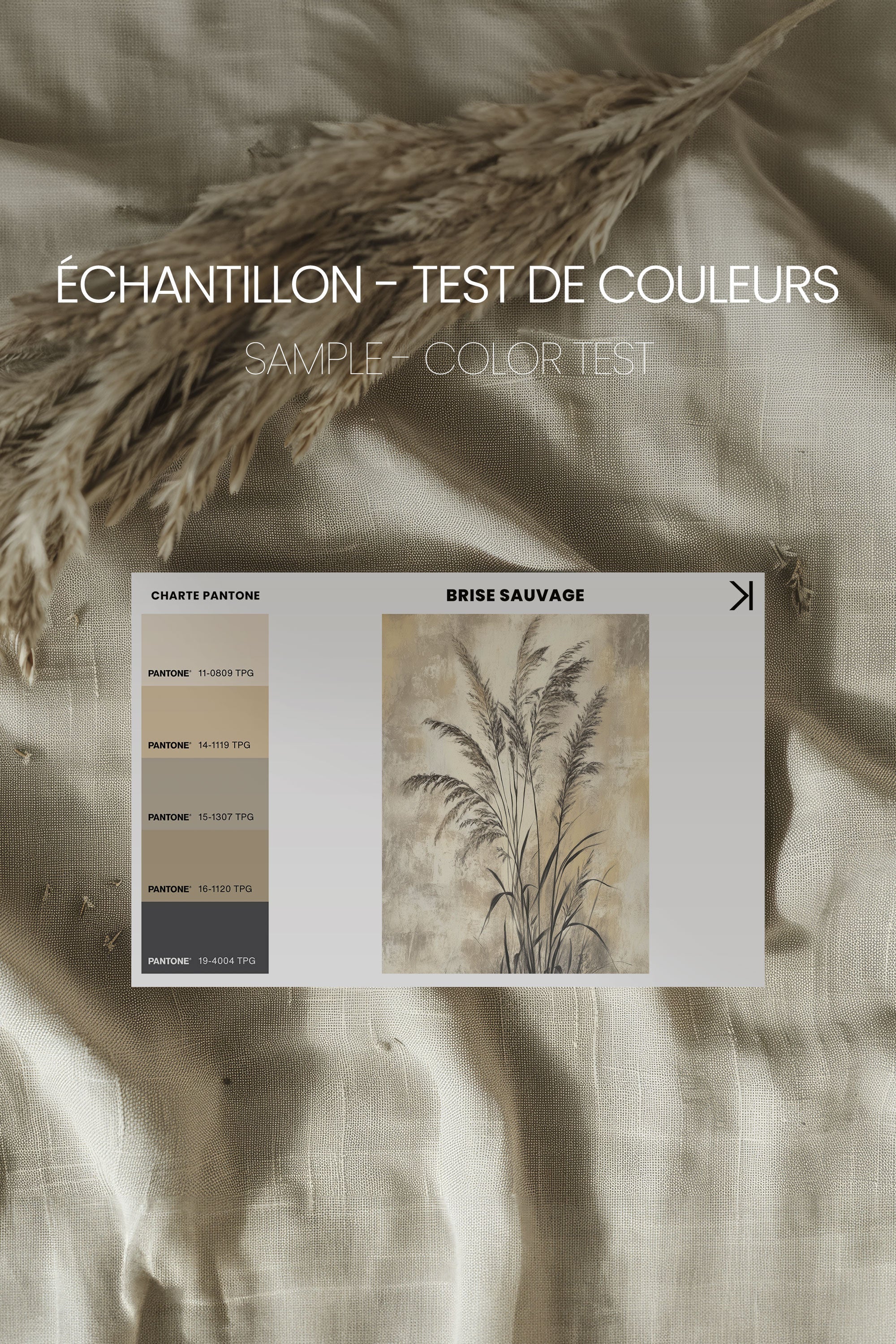 OLEKA CANVAS - BRISE SAUVAGE, Oeuvre sur toile étirée, encadré Brun Noyer