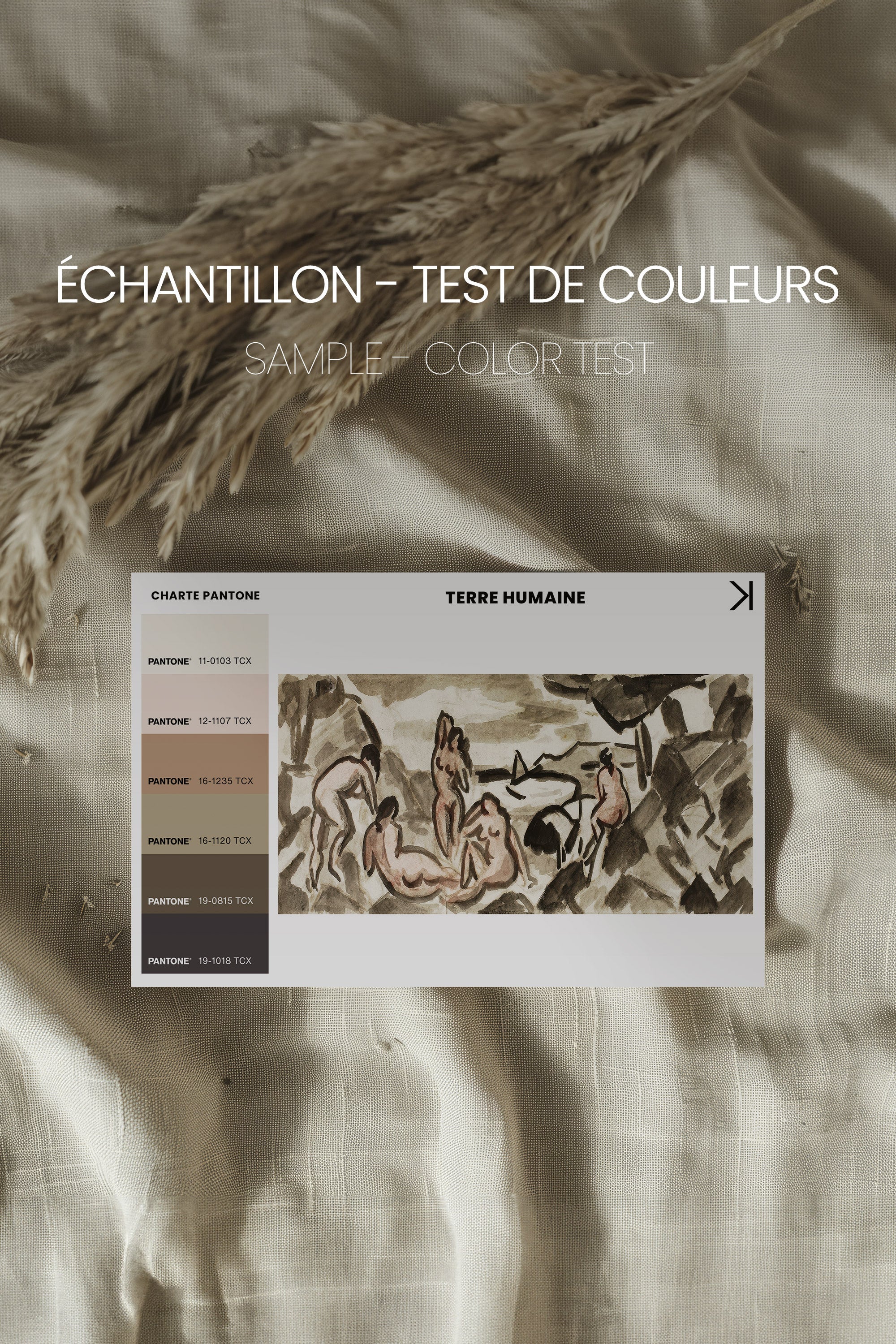 TERRE HUMAINE, Oeuvre sur toile étirée, encadré Blanc