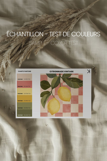 OLEKA CANVAS - CITRONNADE VINTAGE, Oeuvre sur toile étirée, encadré Brun Noyer
