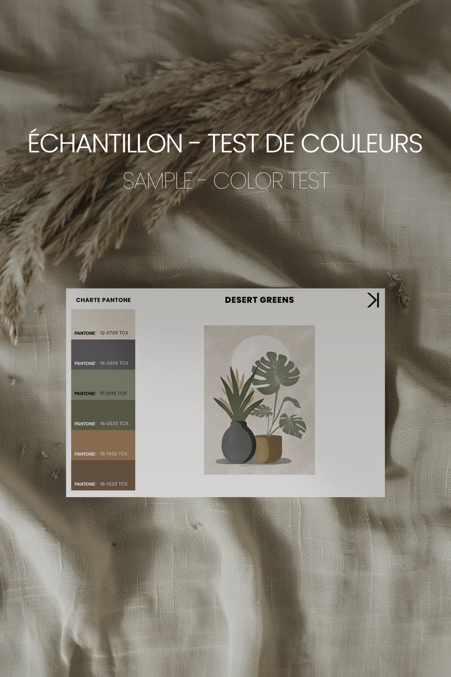 OLEKA CANVAS - DESERT GREENS, Oeuvre sur toile étirée, encadré Noir
