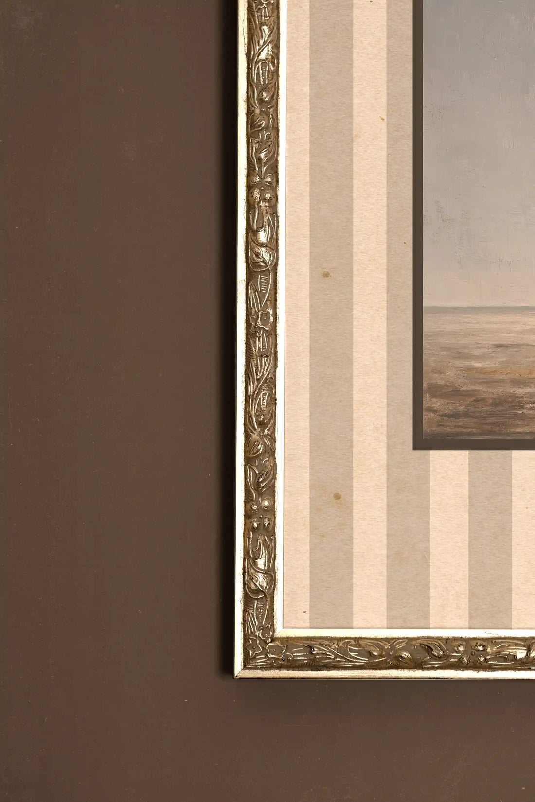 LONE FIGURE, Artwork on Rigid Canvas, Framed in Vintage Silver