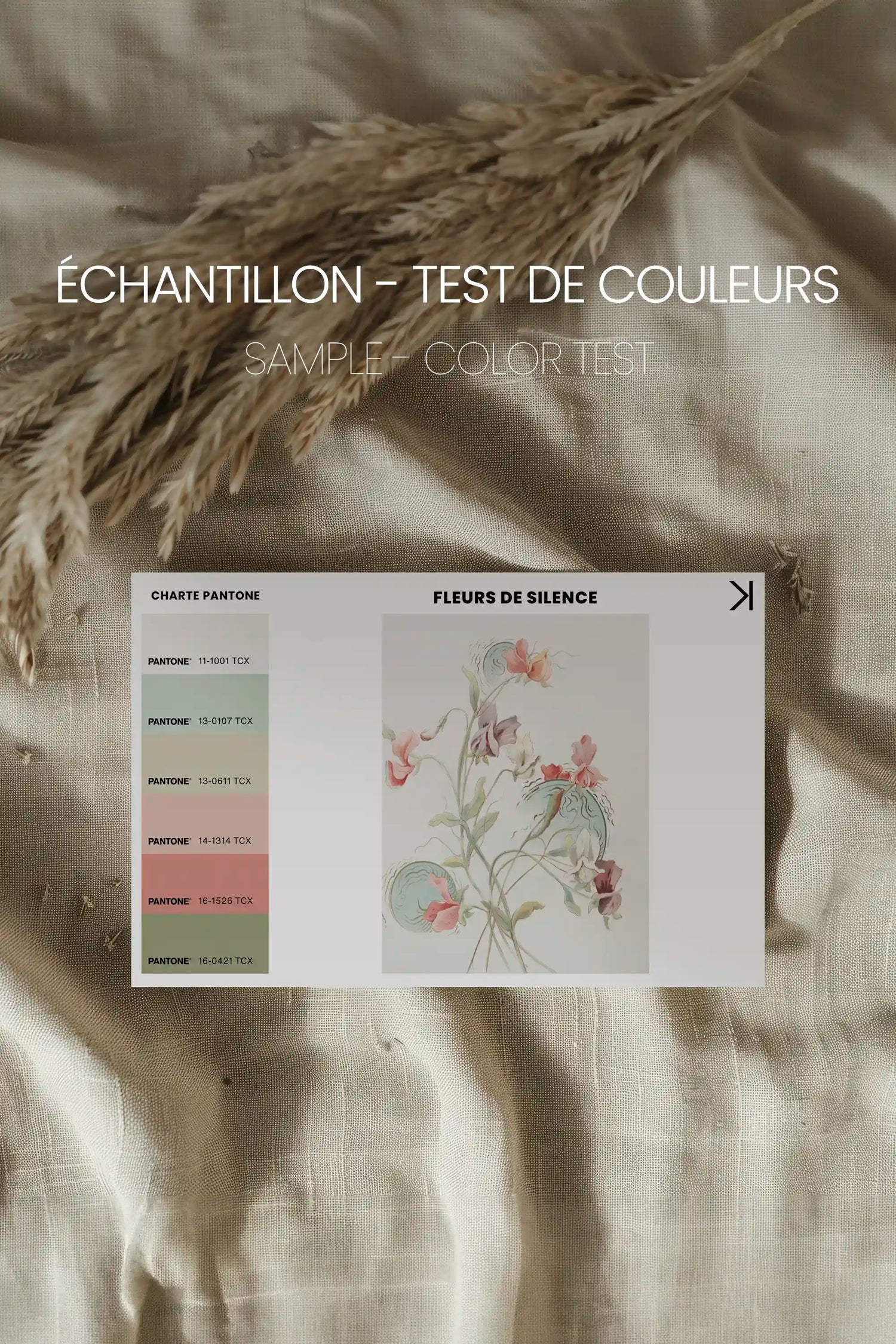 FLEURS DE SILENCE, Oeuvre sur toile étirée, encadré Blanc