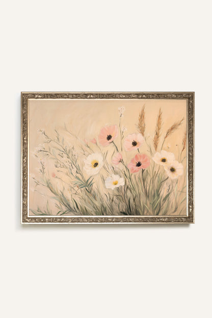 MÉLODIE DES CHAMPS, Oeuvre sur toile étirée, encadré Vintage Argent
