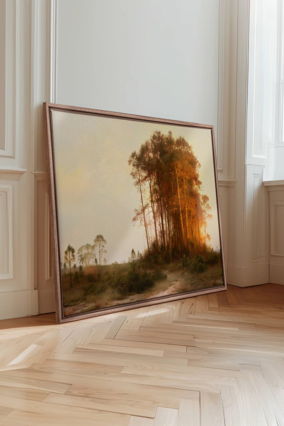 LISIÈRE DU JOUR, Oeuvre sur toile étirée, encadré Brun Chêne