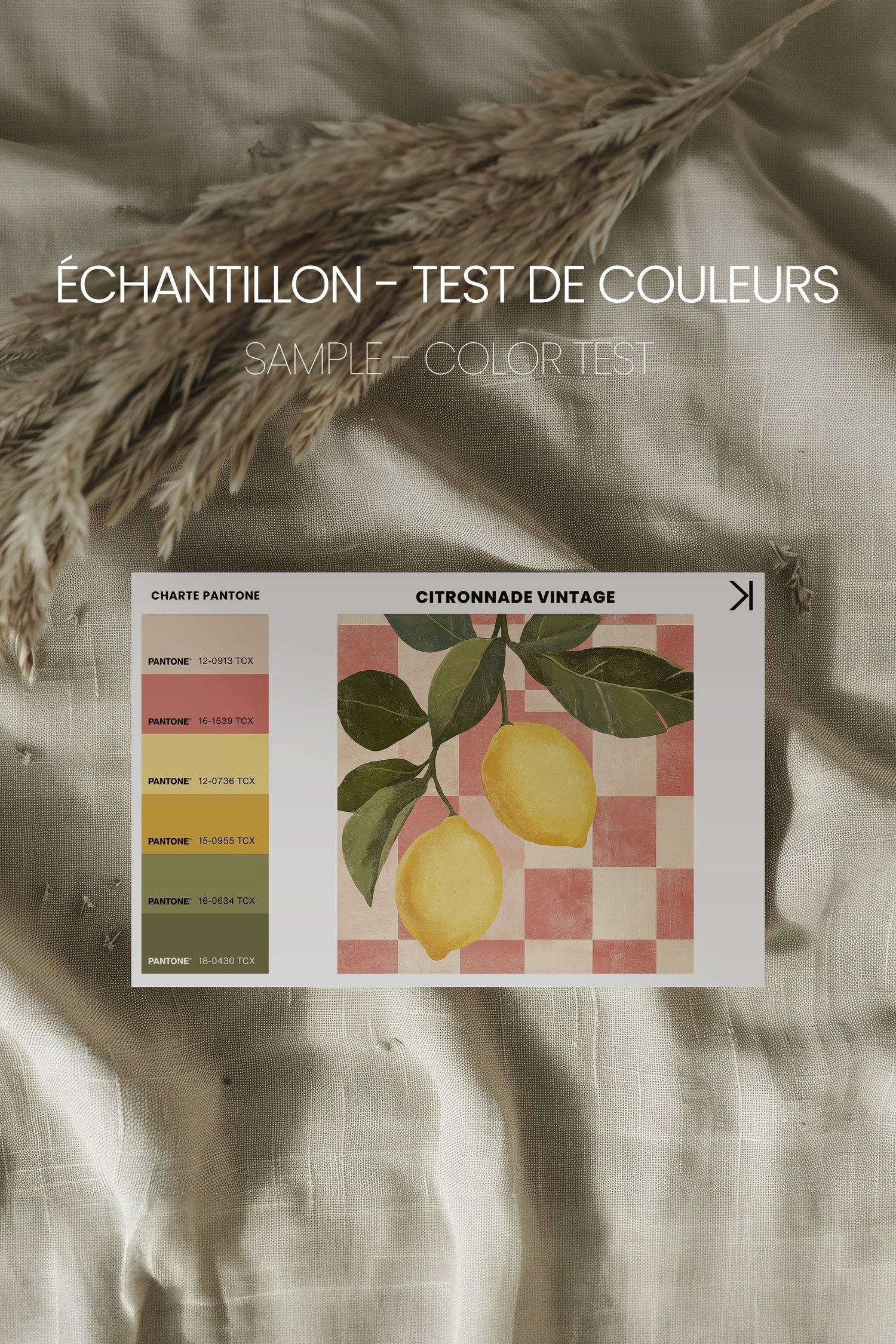 OLEKA CANVAS - CITRONNADE VINTAGE, Oeuvre sur toile étirée, encadré Naturel Clair