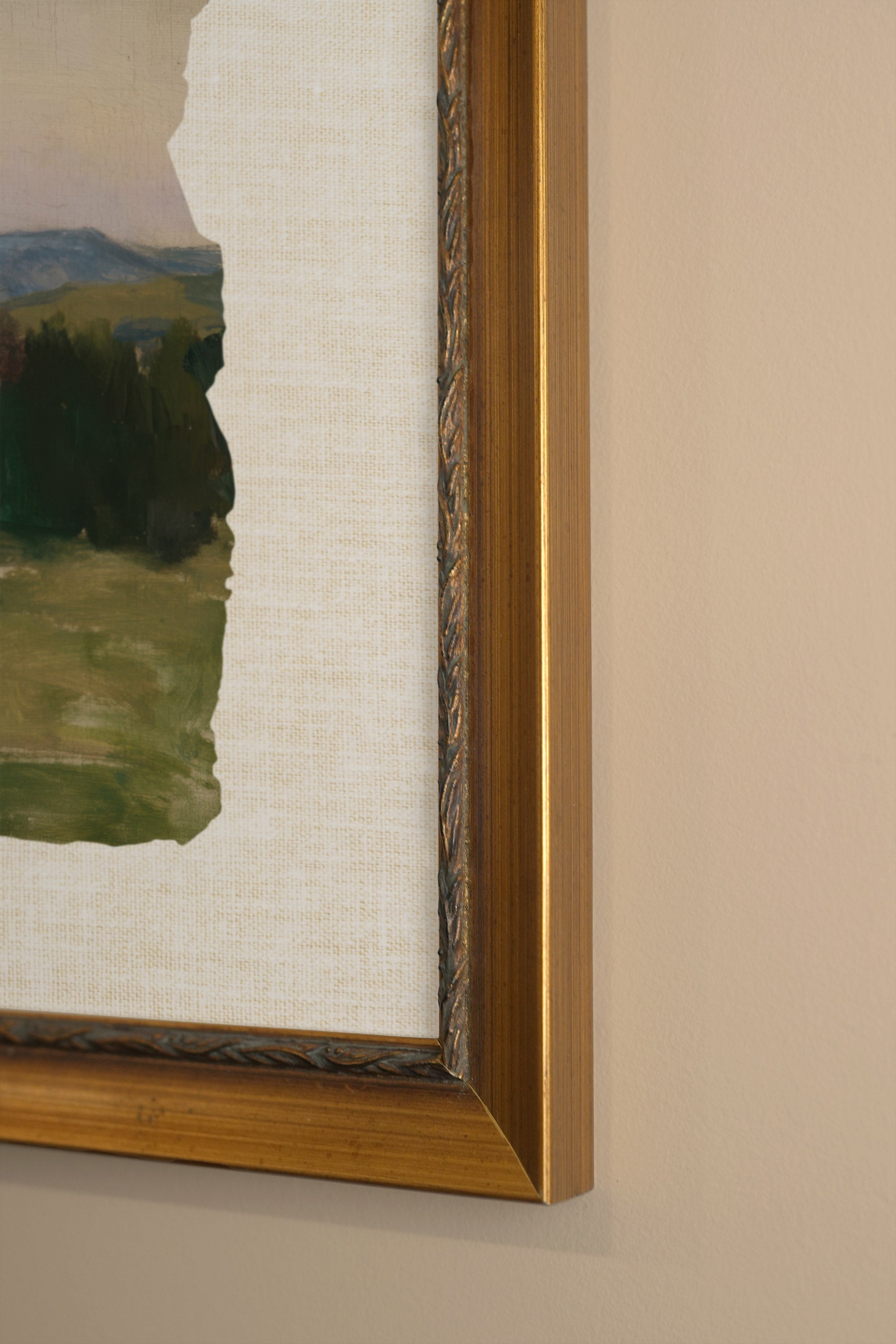 ANCIENT ROCK, Artwork on stretched canvas, framed Vintage Gold