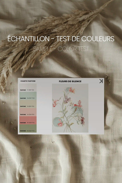 FLEURS DE SILENCE, Oeuvre sur toile étirée, encadré Naturel Clair