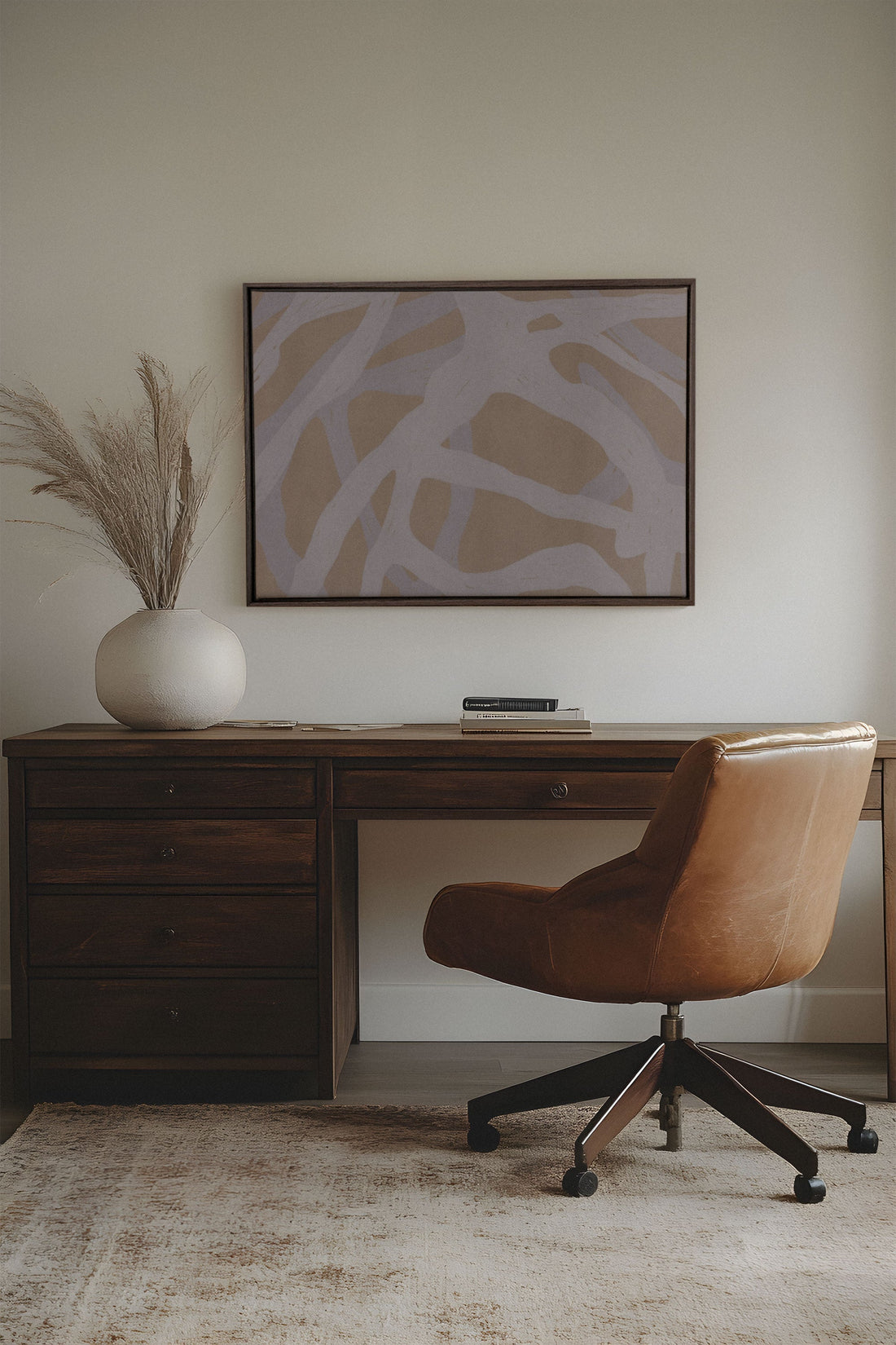 OLEKA CANVAS - TISSAGE NATUREL, Oeuvre sur toile étirée, encadré Brun Noyer