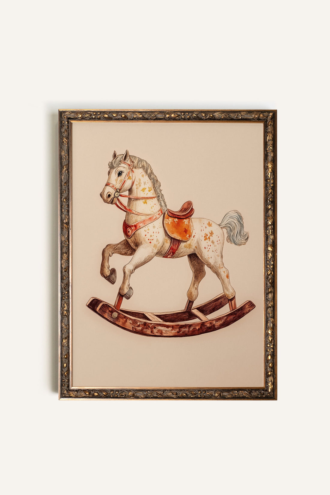 CHEVAL À BASCULE, Oeuvre sur toile rigide, encadré Vintage Bronze