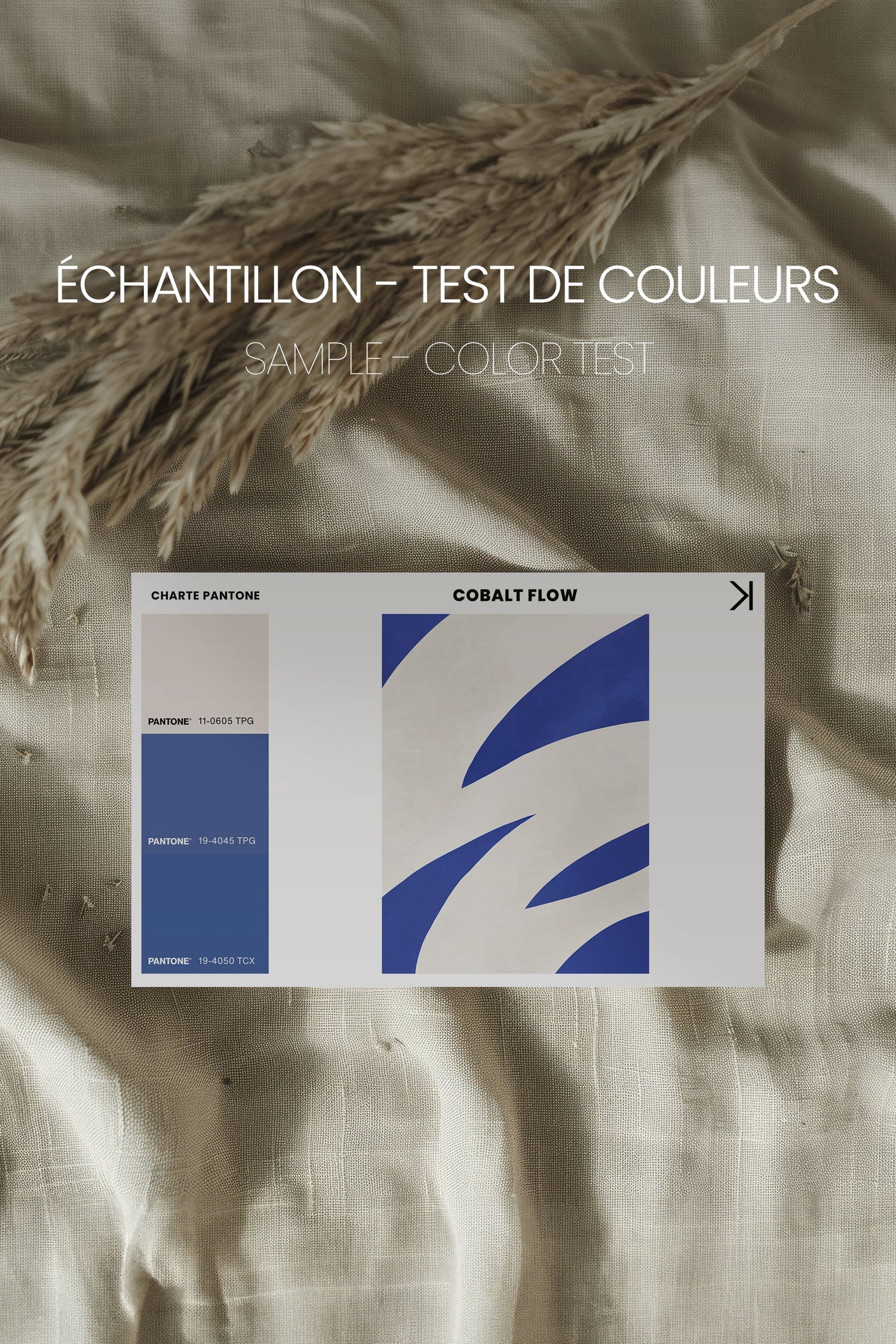 OLEKA CANVAS - COBALT FLOW, Oeuvre sur toile étirée, encadré Naturel Clair