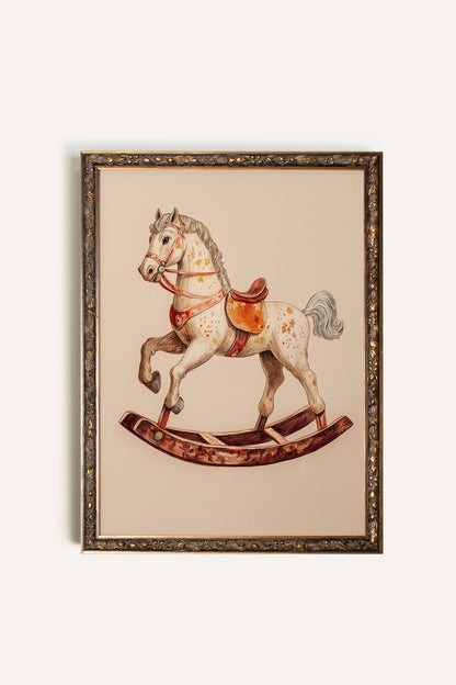 CHEVAL À BASCULE, CADRE VINTAGE BRONZE