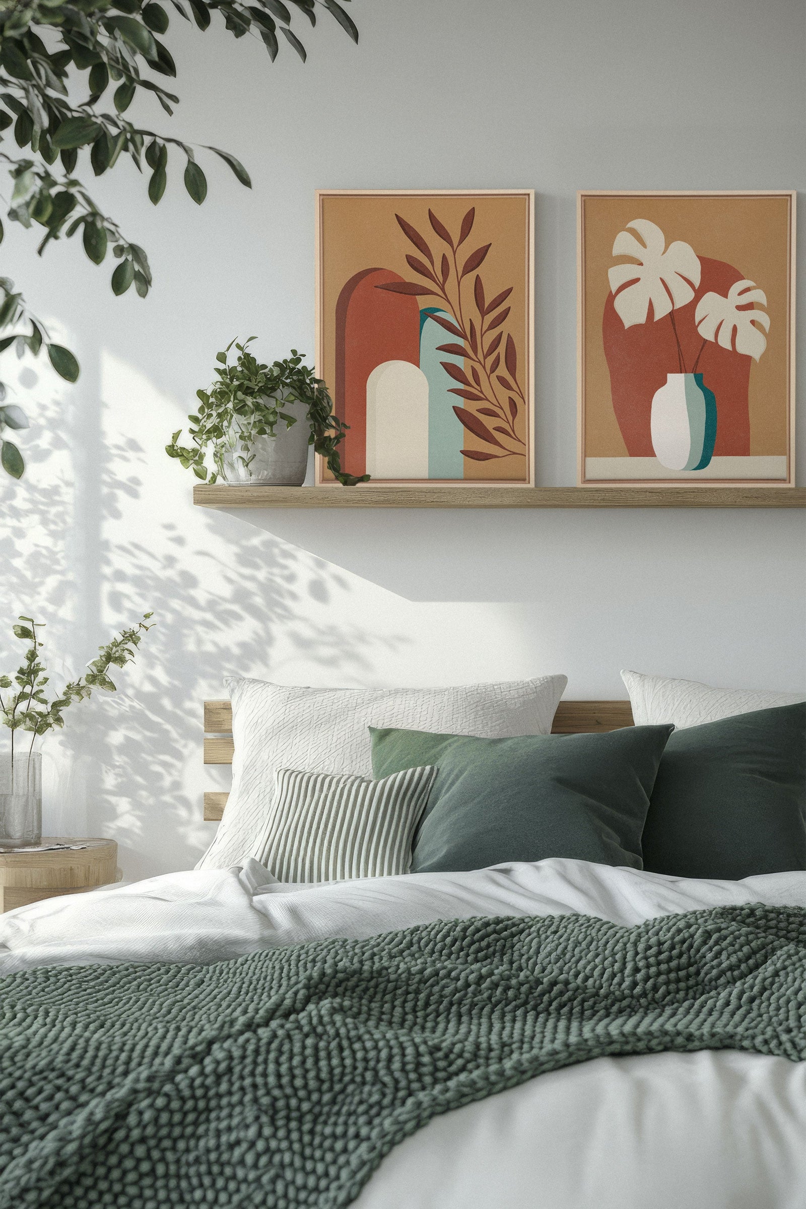 TERRACOTTA OASIS, 2 Oeuvres sur toile étirée, encadré Brun Chêne