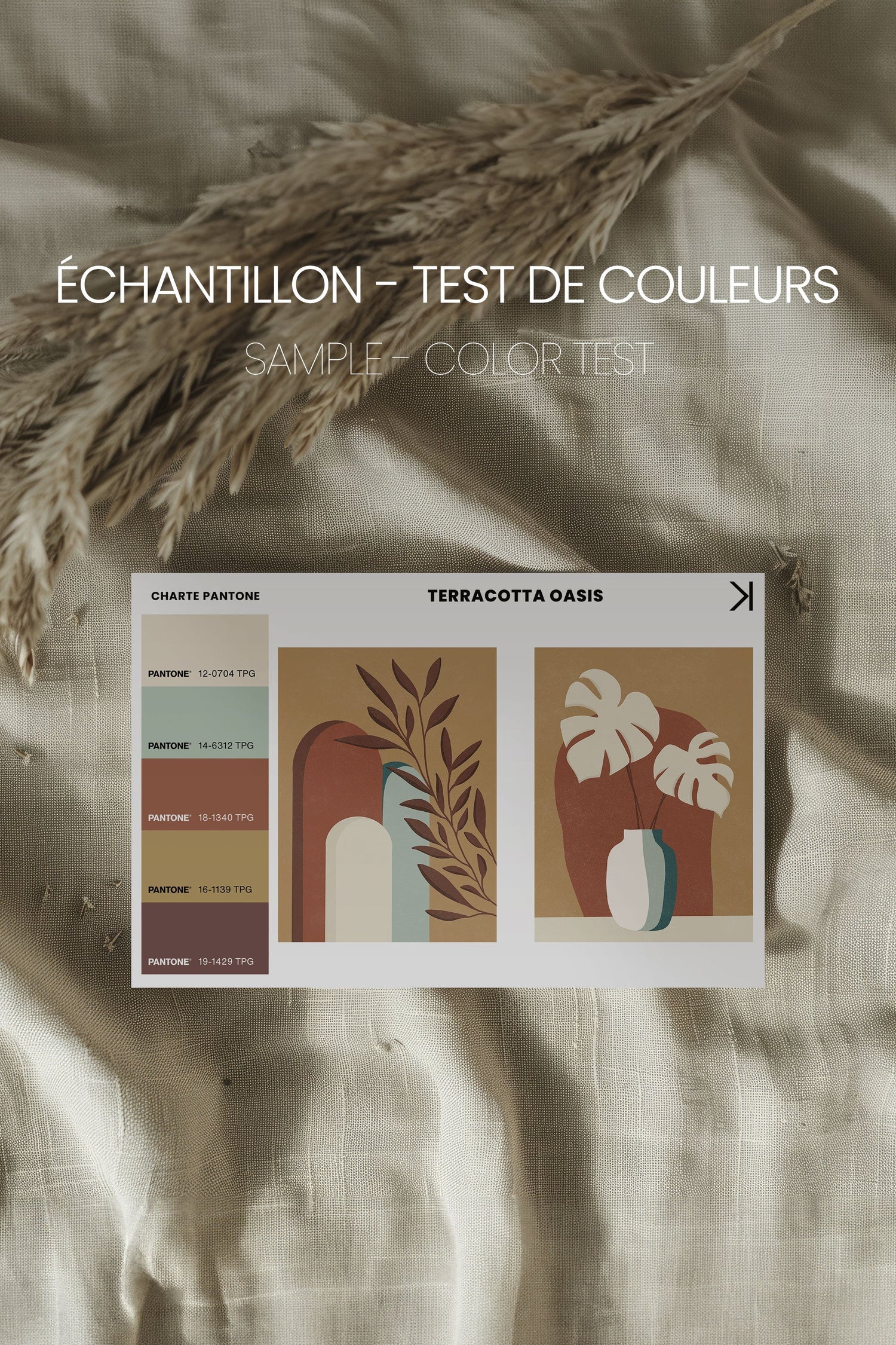 OLEKA CANVAS - TERRACOTTA OASIS, 2 Oeuvres sur toile étirée, encadré Noir