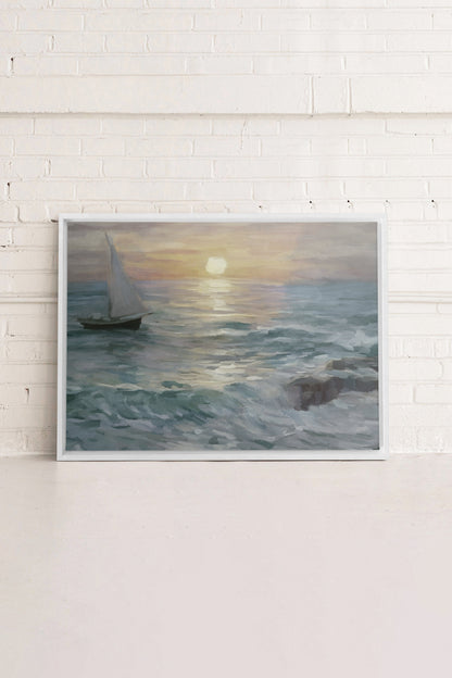 Sailing in the sunset, Work on stretched canvas