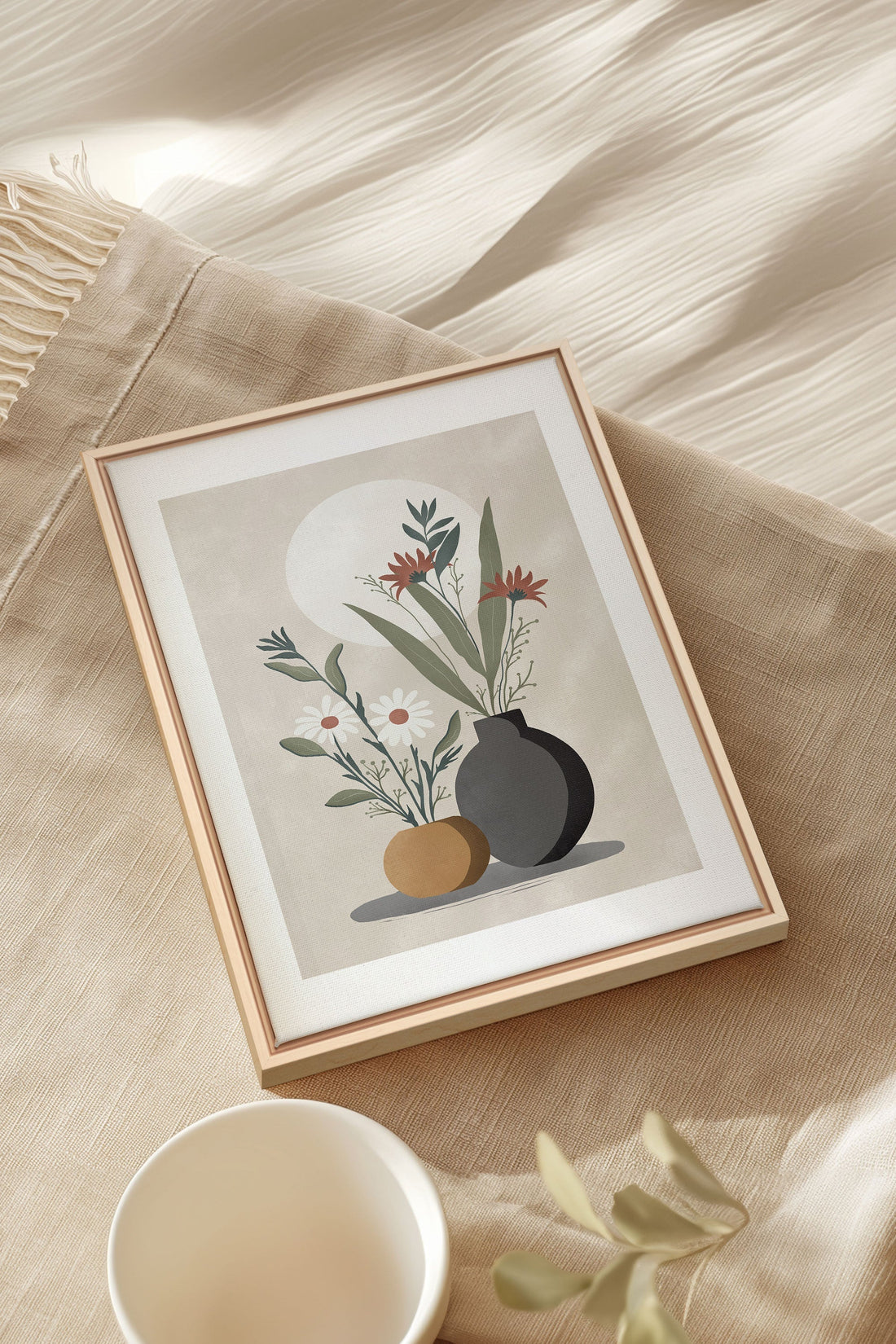 OLEKA CANVAS - SUNLIT BLOOMS, Oeuvre sur toile étirée, encadré Naturel Clair