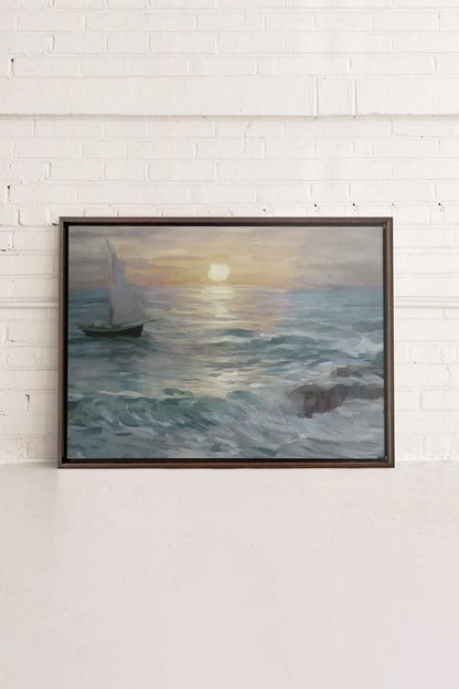 Sailing in the sunset, Work on stretched canvas