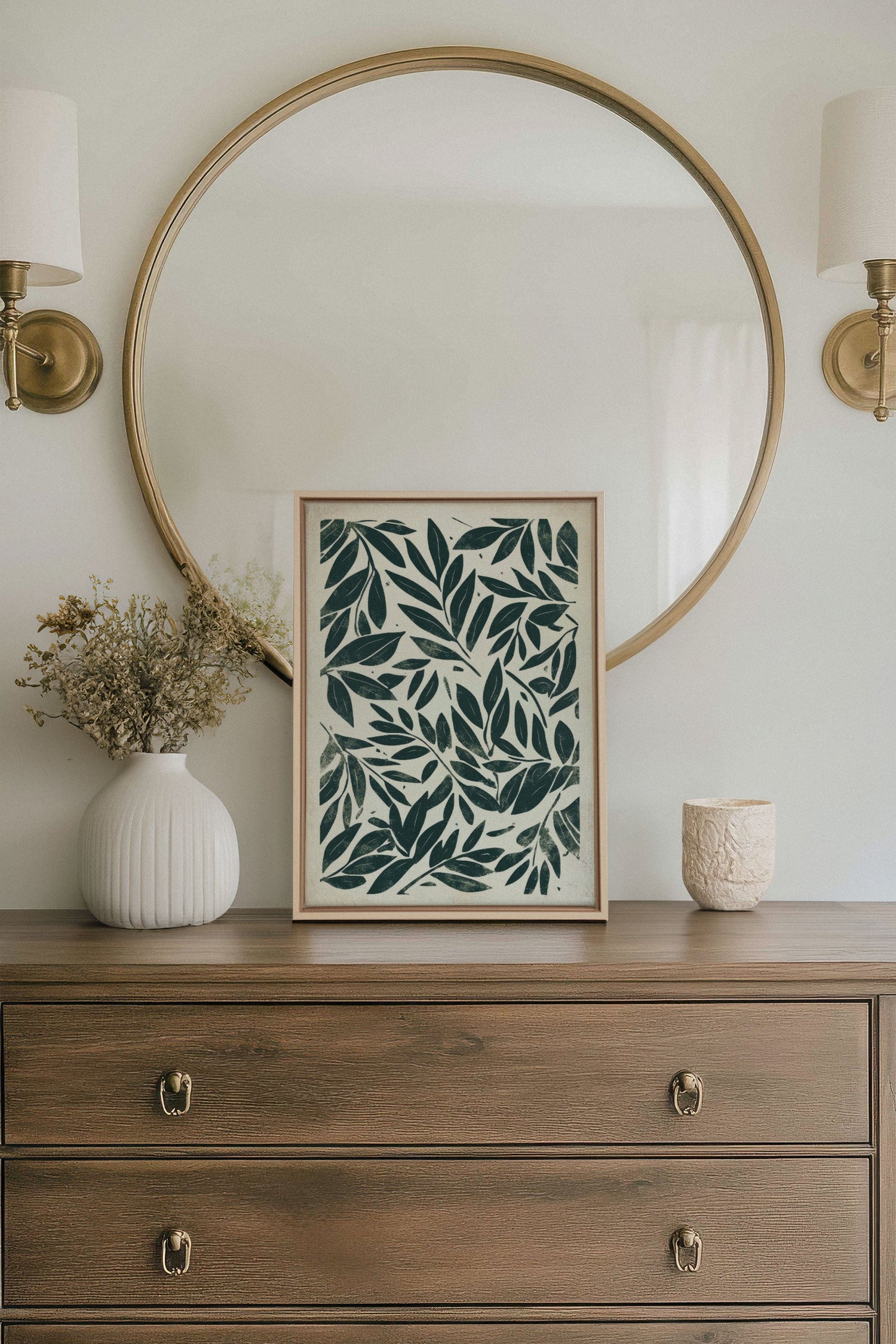 OLEKA CANVAS - HERITAGE GREENERY, Oeuvre sur toile étirée, encadré Naturel Clair