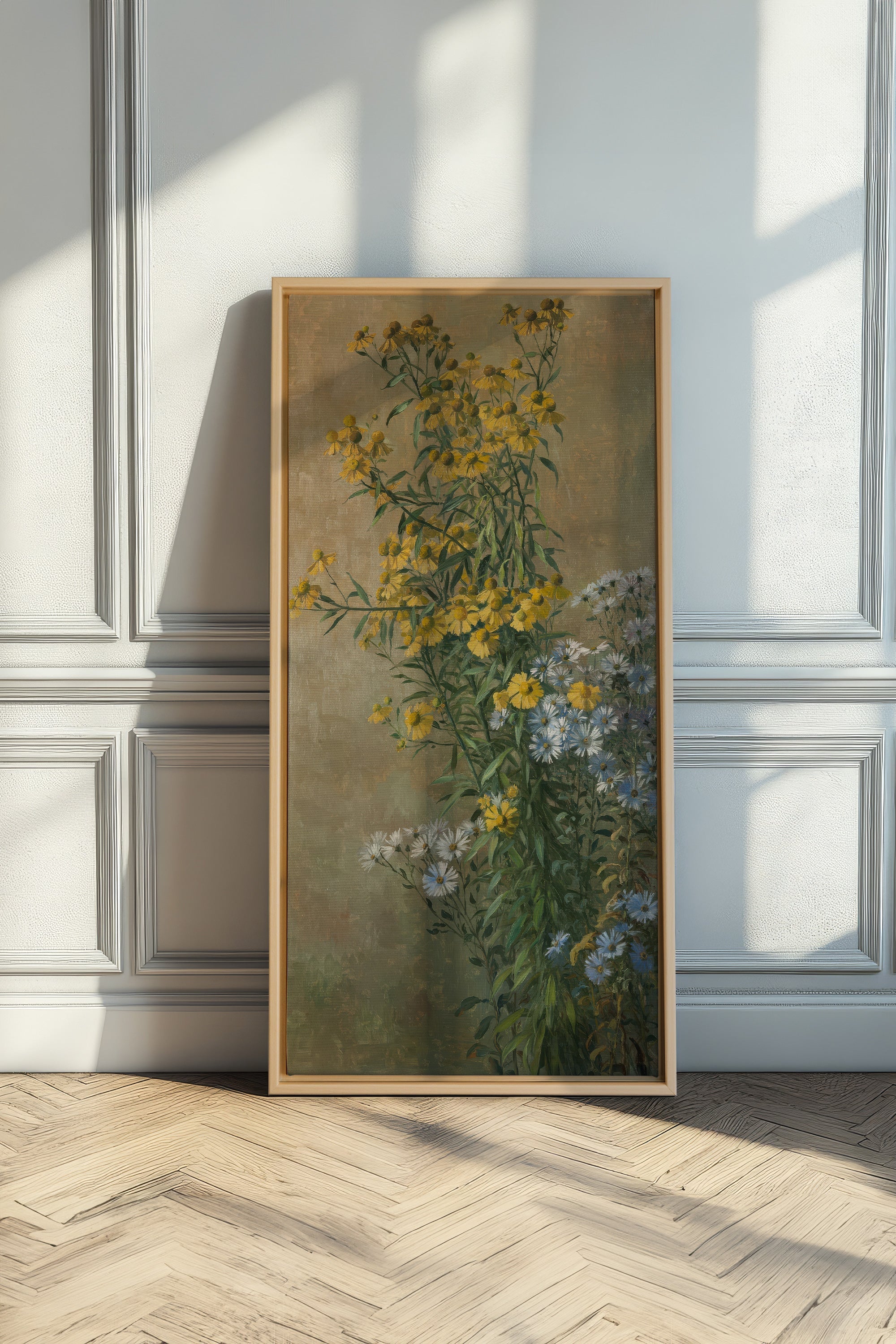 OR DES CHAMPS, Oeuvre sur toile étirée, encadré Naturel Clair