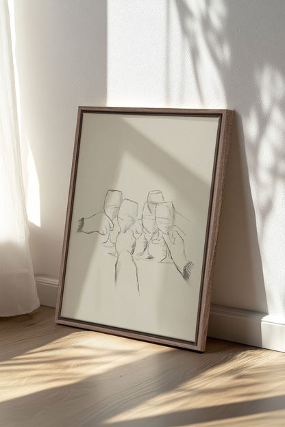 OLEKA CANVAS - SANTÉ!, Oeuvre sur toile étirée, encadré Brun Chêne