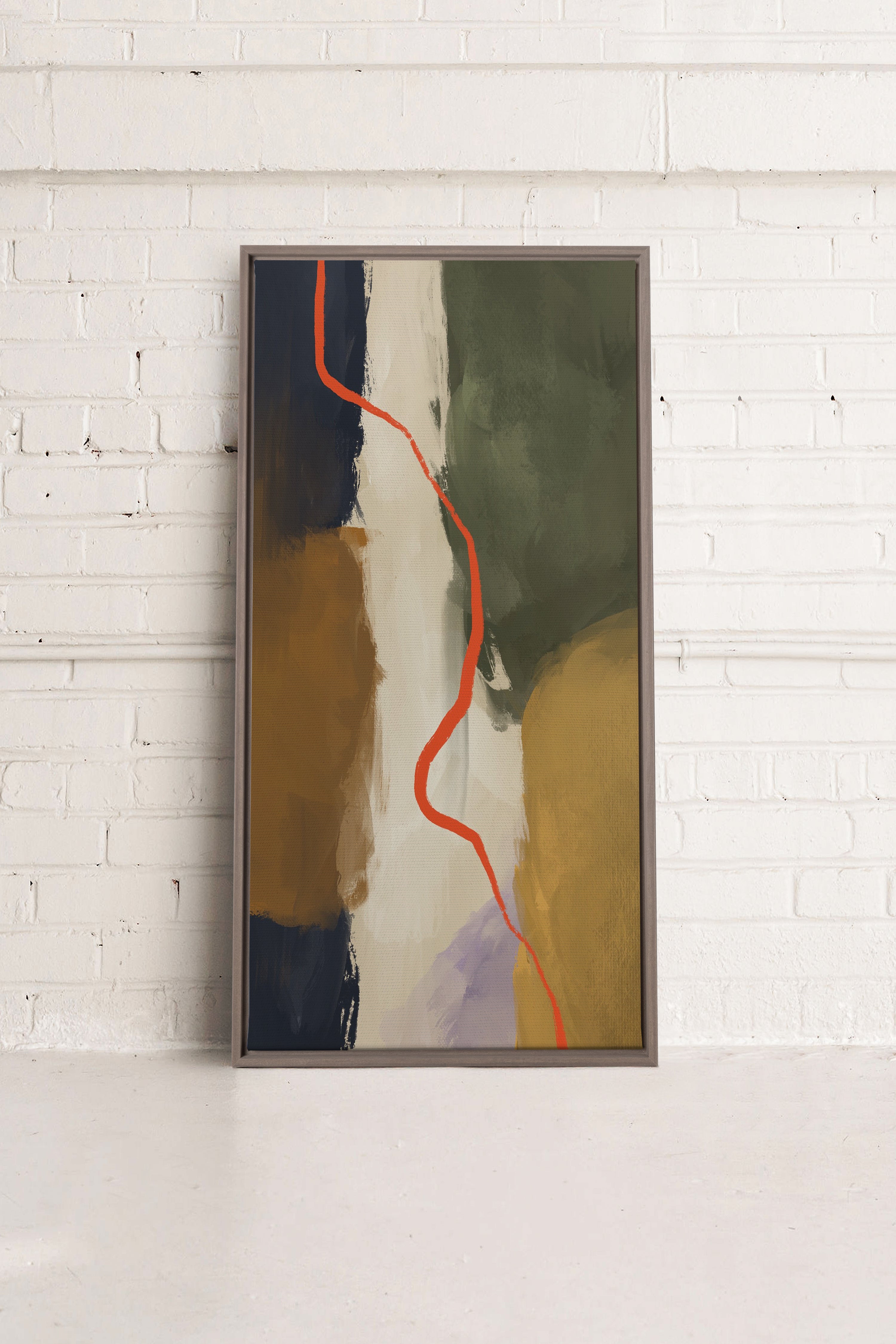 OLEKA CANVAS - CREVASSE, Oeuvre sur toile étirée, encadré Brun Chêne