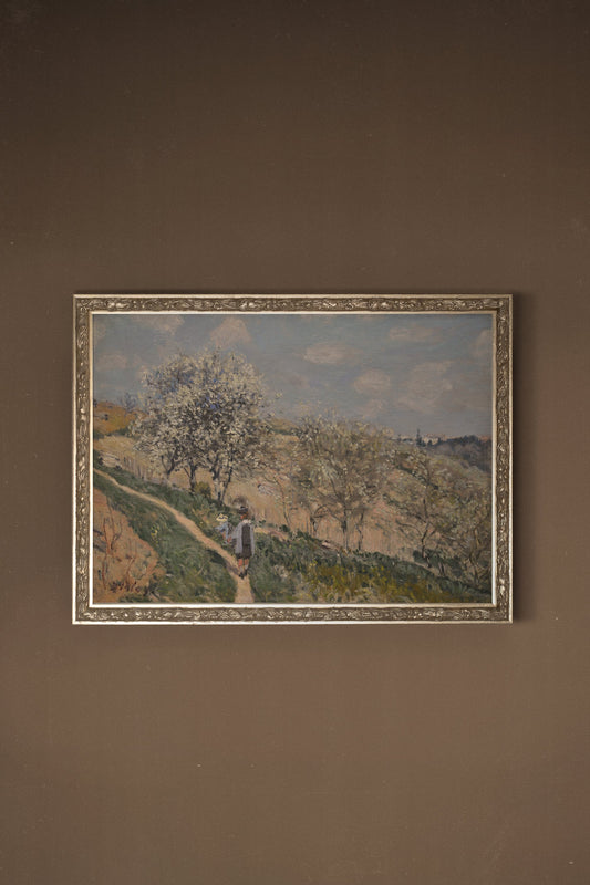 FLOWERING IN BOUGIVAL, VINTAGE SILVER FRAME
