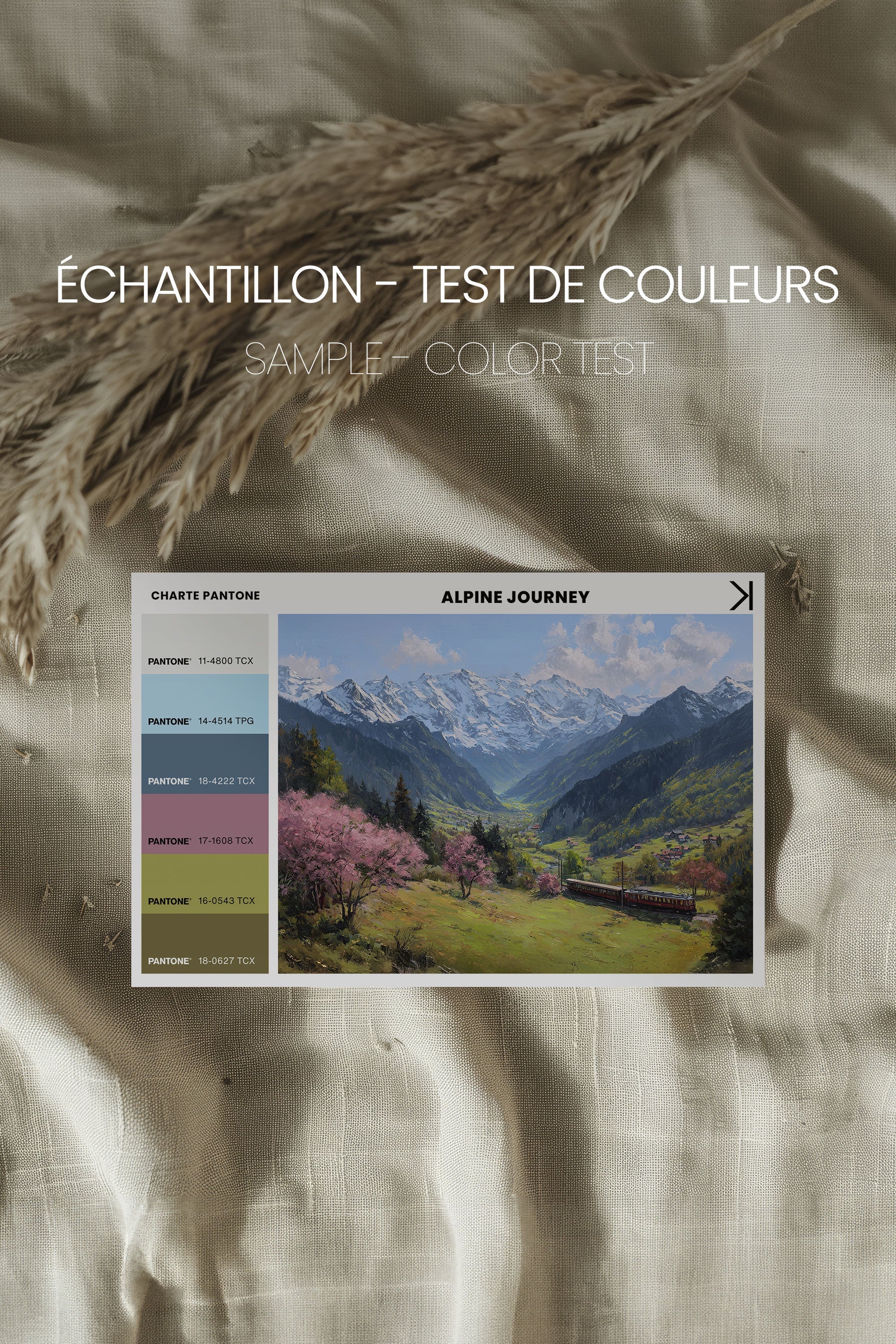 OLEKA CANVAS - ALPINE JOURNEY, Oeuvre sur toile étirée, encadré Brun Noyer
