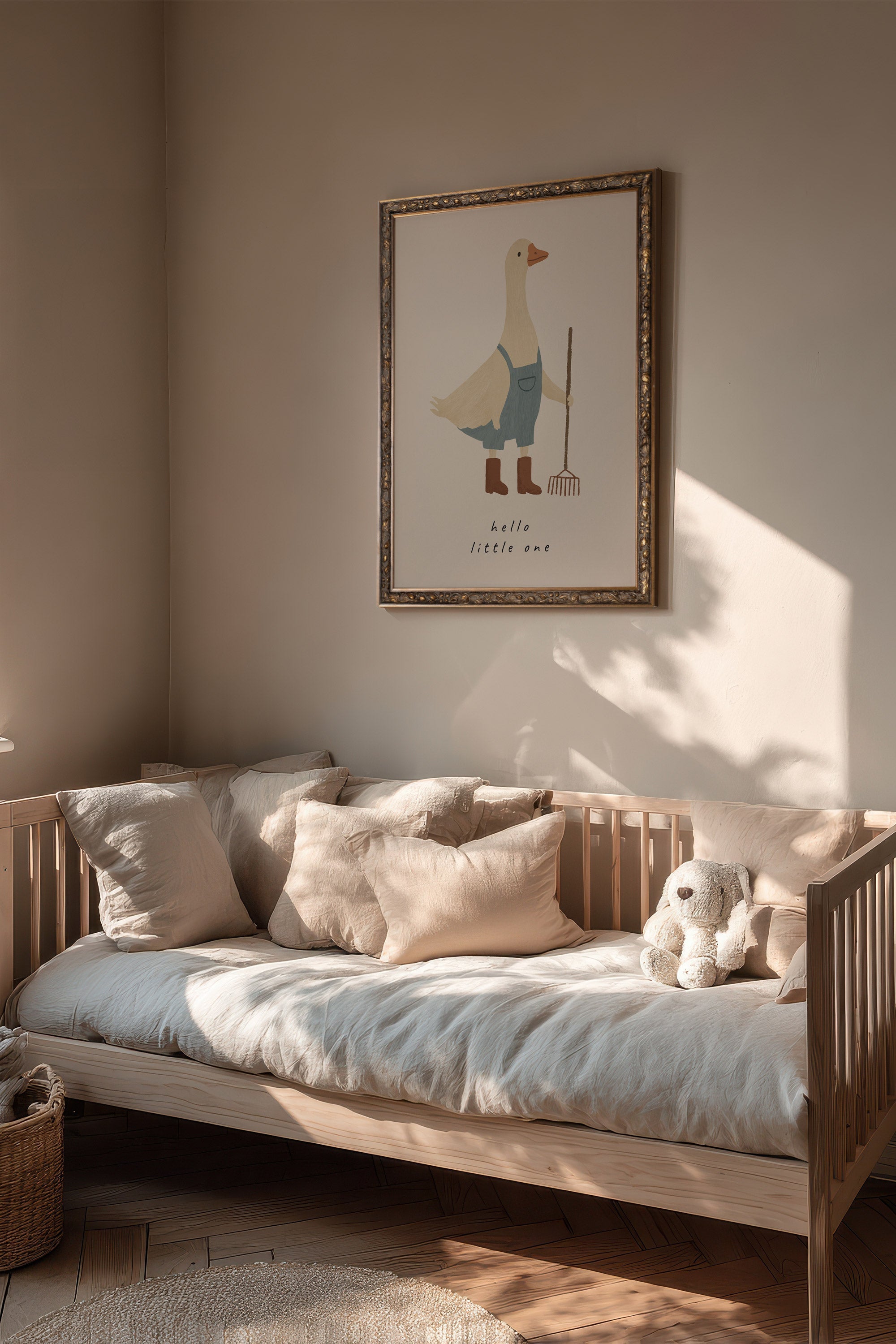 HELLO LITTLE ONE, Oeuvre sur toile rigide, encadré Vintage Bronze