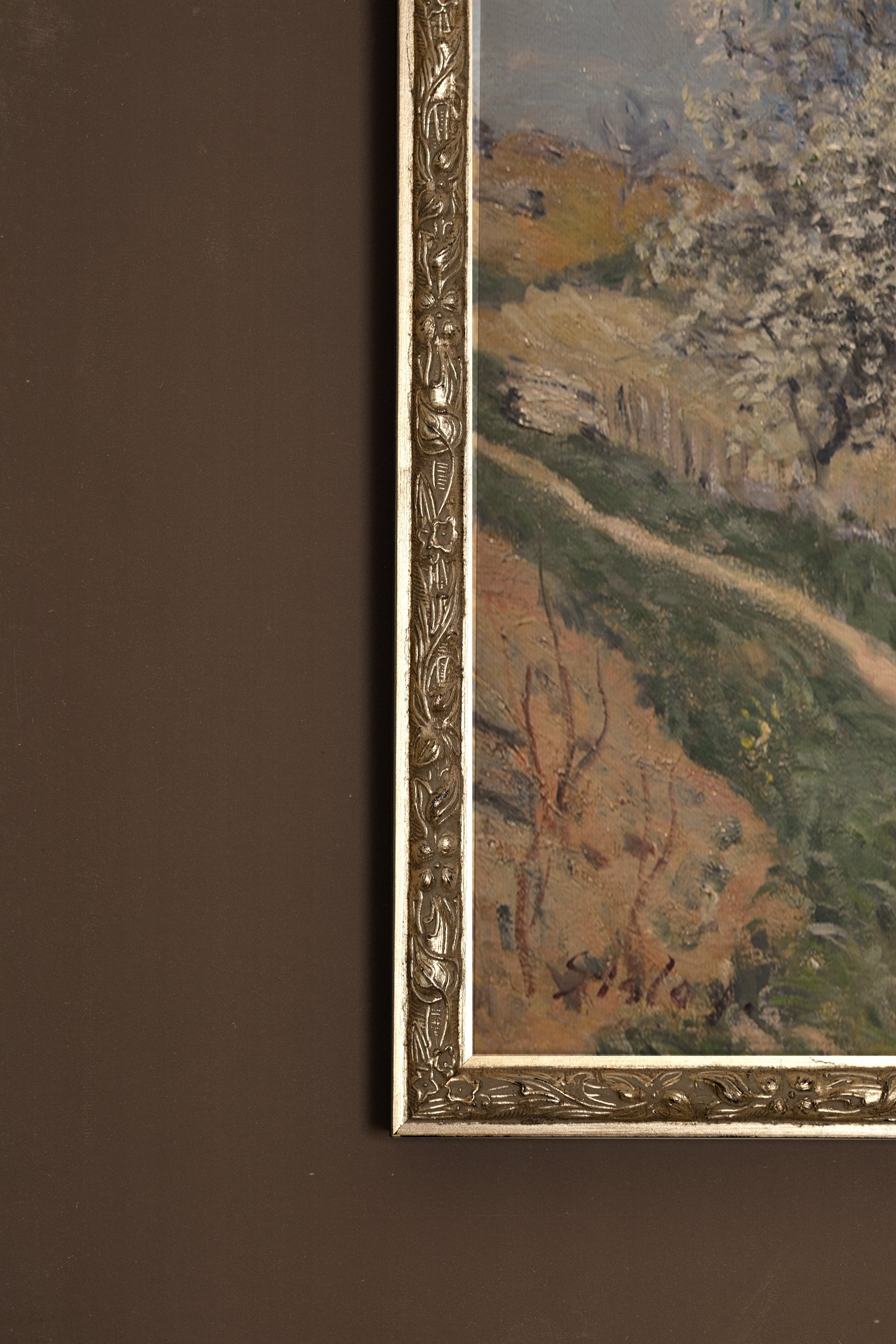 FLORAISON À BOUGIVAL, Oeuvre sur toile rigide, encadré Vintage Argent