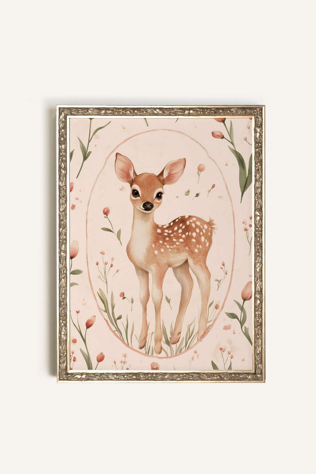PETIT FAON, Artwork on rigid canvas, framed Vintage Silver