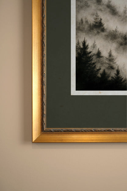 FADING TREES, Oeuvre sur toile rigide, encadré Vintage Or