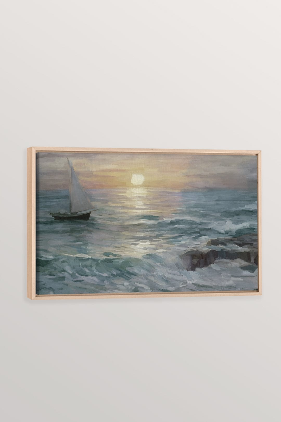 Sailing in the sunset, Work on stretched canvas