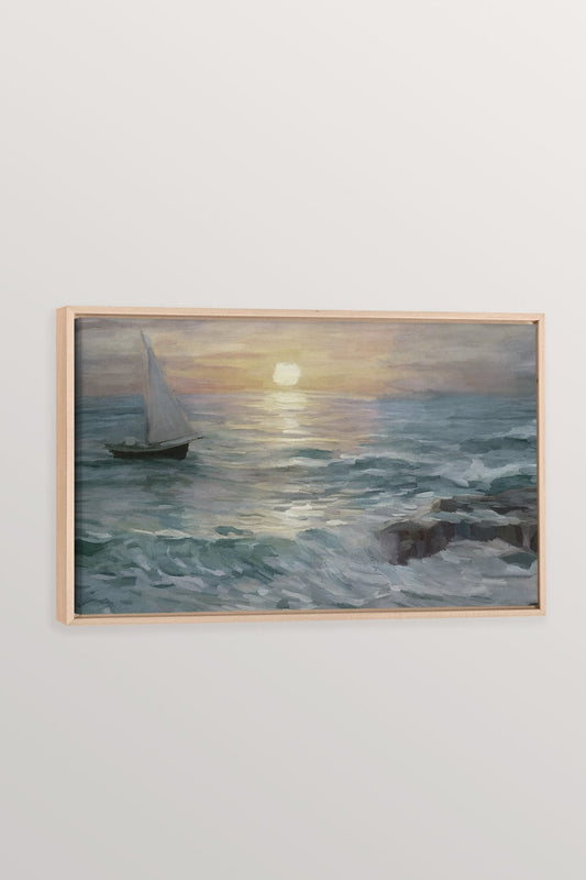 Sailing in the sunset, Work on stretched canvas
