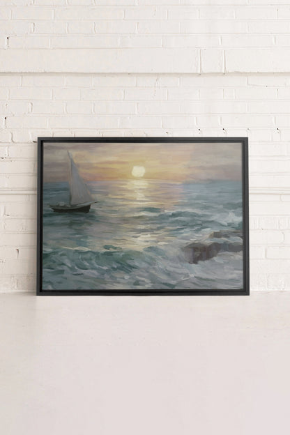 Sailing in the sunset, Work on stretched canvas
