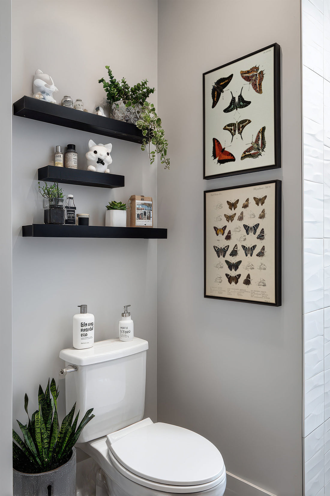 DUO TRÉSOR BOTANIQUE, 2 Oeuvres sur toile étirée, encadré Noir