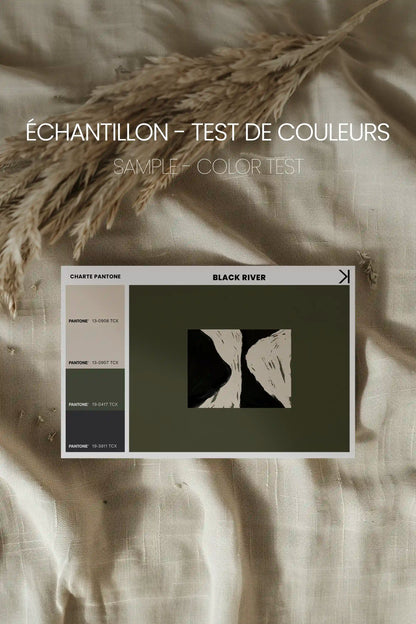 BLACK RIVER, Oeuvre sur toile étirée, encadré Blanc