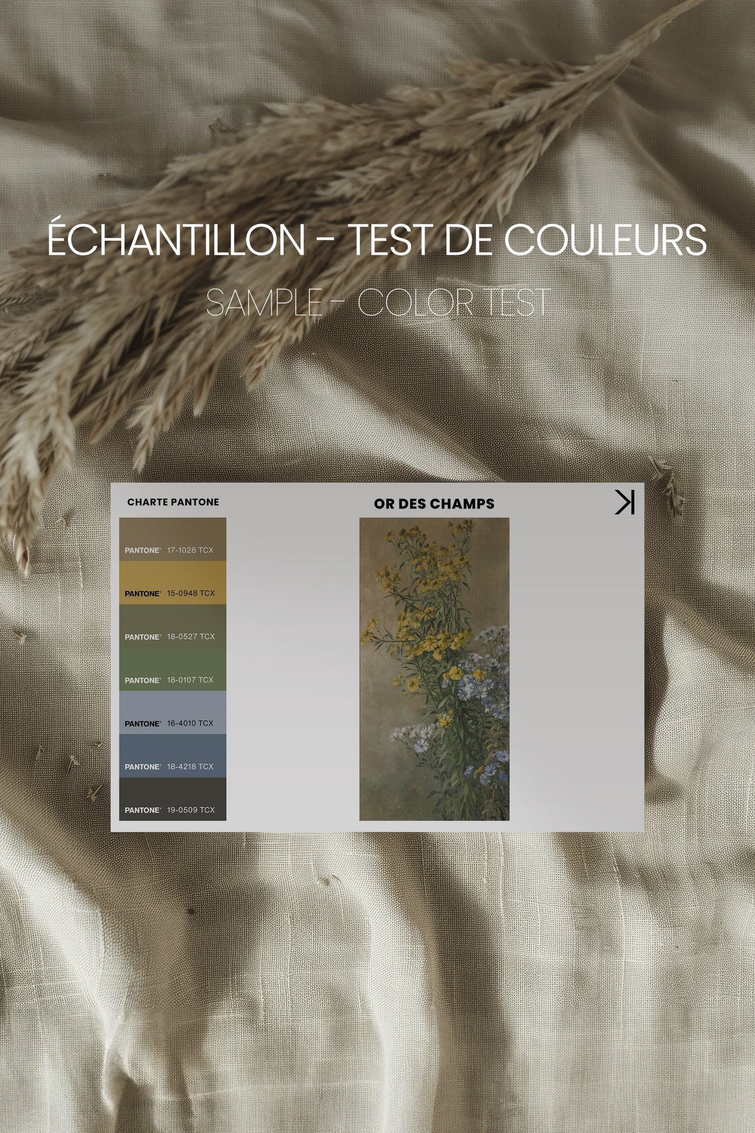 OR DES CHAMPS, Artwork on stretched canvas, framed in black