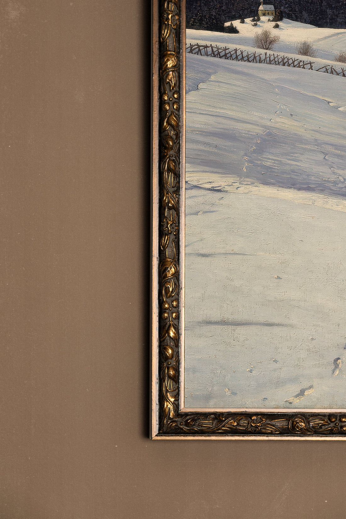 REFLETS DU FROID, Oeuvre sur toile rigide, encadré Vintage Bronze