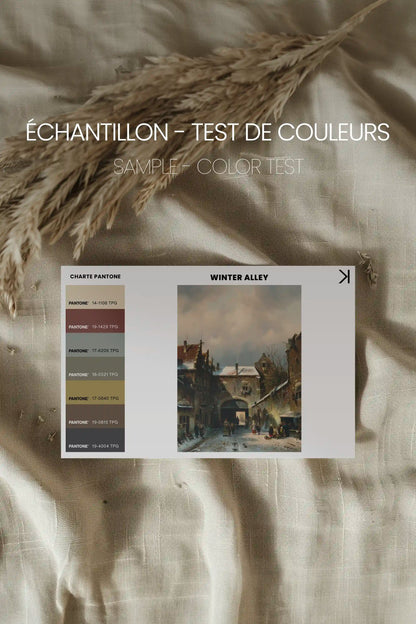 WINTER ALLEY, Oeuvre sur toile étirée, encadré Brun Noyer