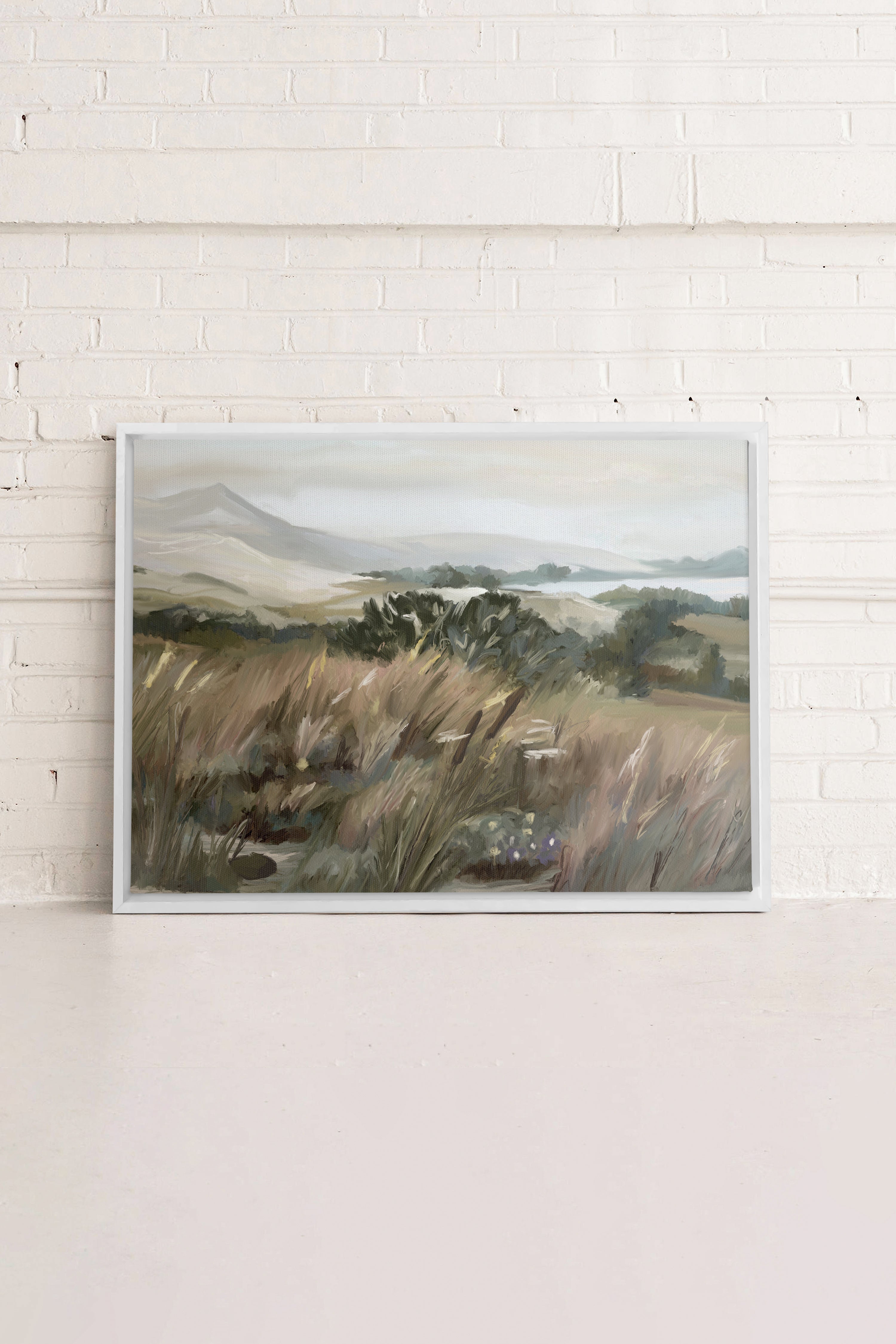OLEKA CANVAS - SPRING MEADOW, Oeuvre sur toile étirée, encadré Blanc