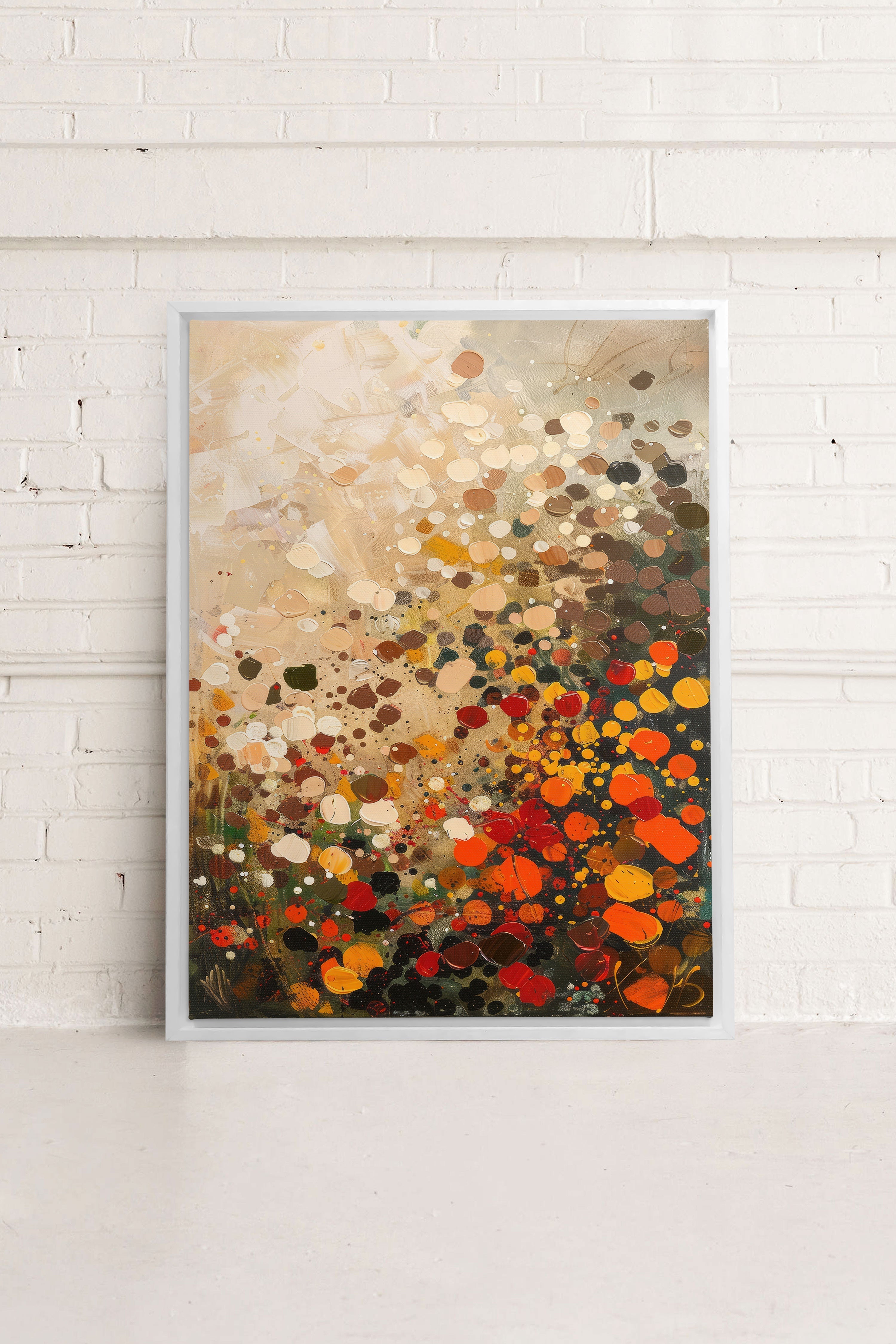 OLEKA CANVAS - EARTH &amp; FIRE, Oeuvre sur toile étirée, encadré Blanc