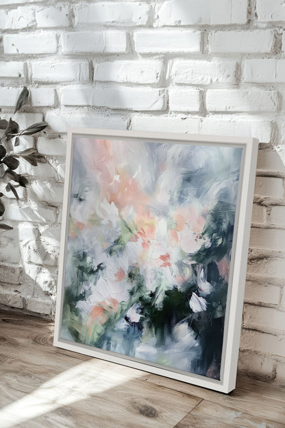 OLEKA CANVAS - BLUSH HARMONY, Oeuvre sur toile étirée, encadré Blanc