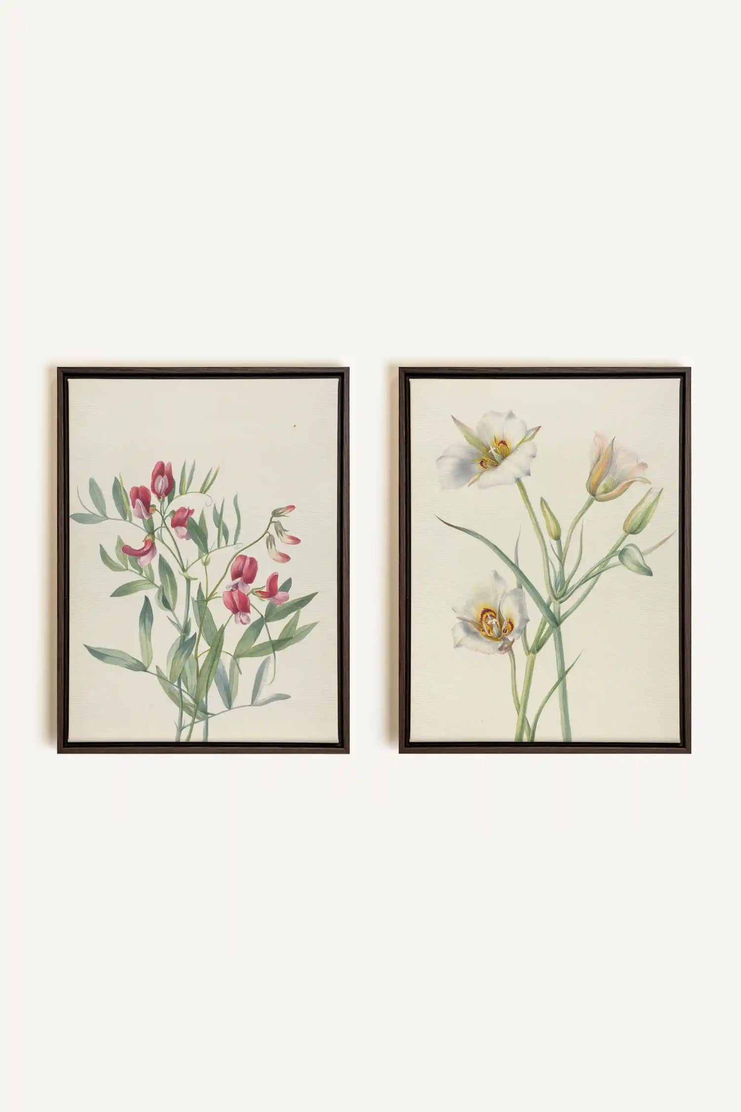 Nature’s Poem Duo, 2 Oeuvres sur toile étirée, encadré Brun Noyer